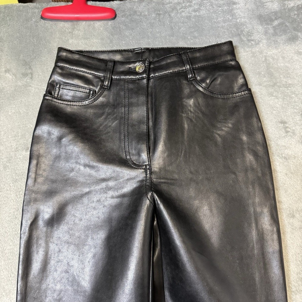 Aritzia Wilfred The Melina Soft Vegan Leather Straight Pant Black Size 23x27 - Picture 3 of 11